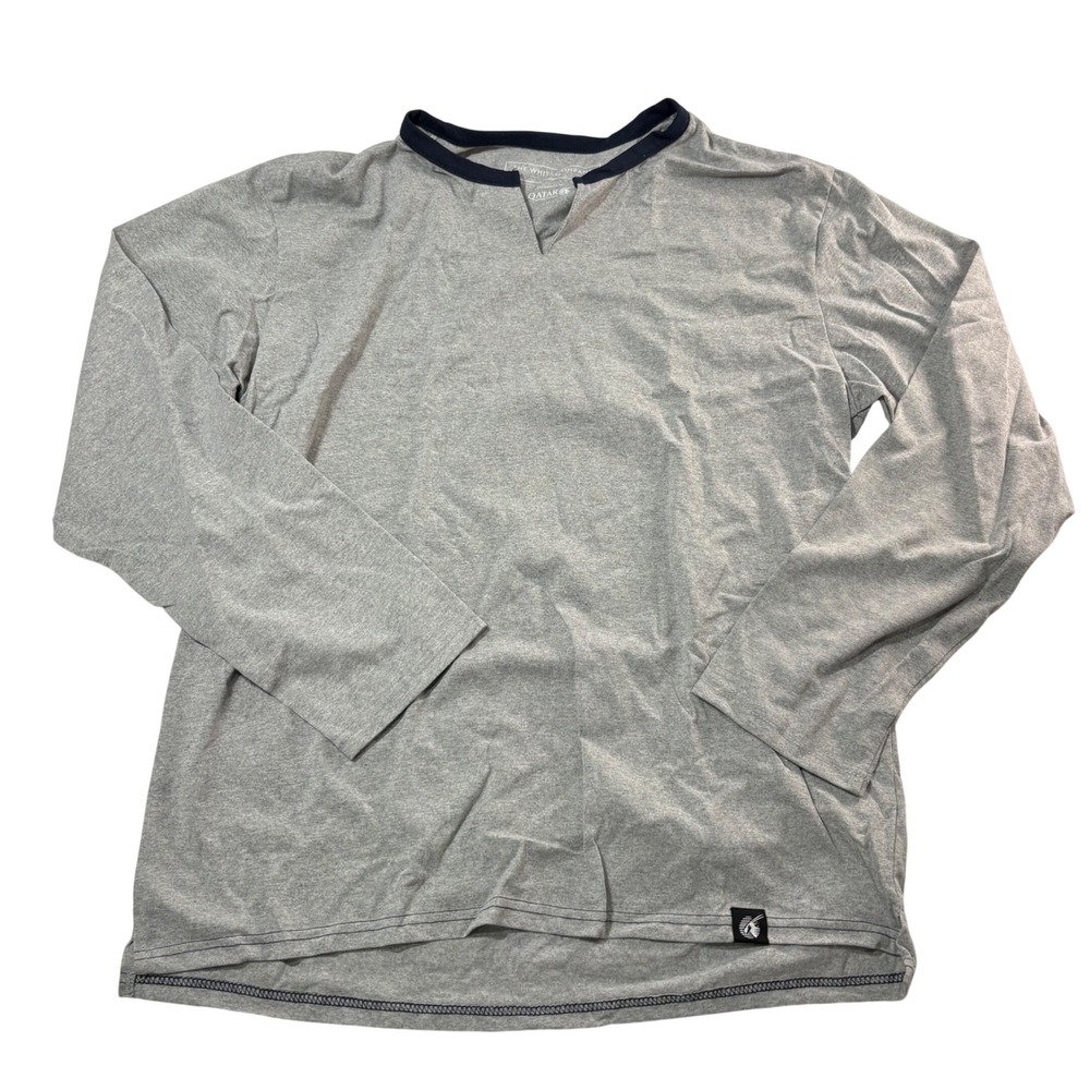 The White Company Qatar Airways Grey Long Sleeve V-Notch‎ Top Medium A23-1